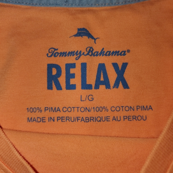 Tommy Bahama Relax Pima Cotton Short Sleeve T-Shirt Men's Large Orange Pocketed - Picture 4 of 7